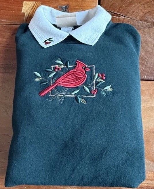 Vintage 90s Top Stitch Collared X-Large Crew Sweatshirt Cardinal Snow Green
