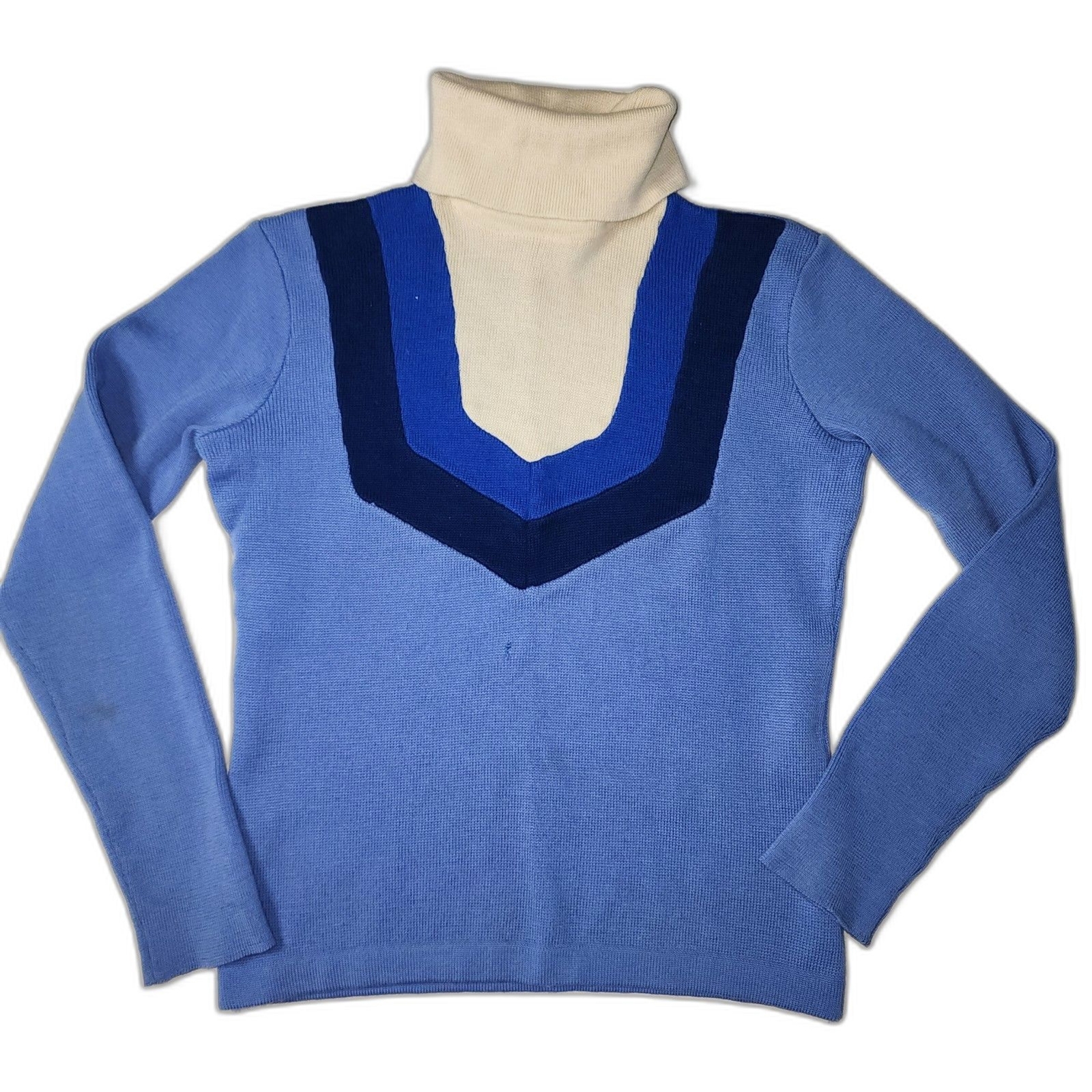 Vintage 70’s Elho Sportswear International Blue Turtleneck Sweater Size S