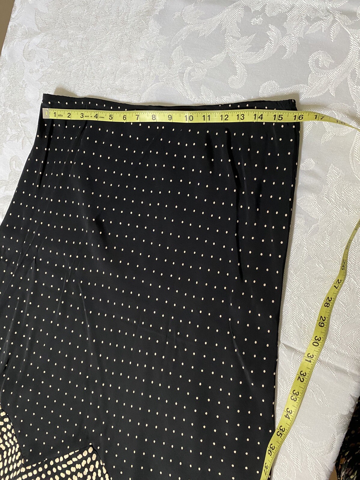 Vintage Tessuti Women L Rayon Top And Skirt Set Crocheted Polka Dots USA #289