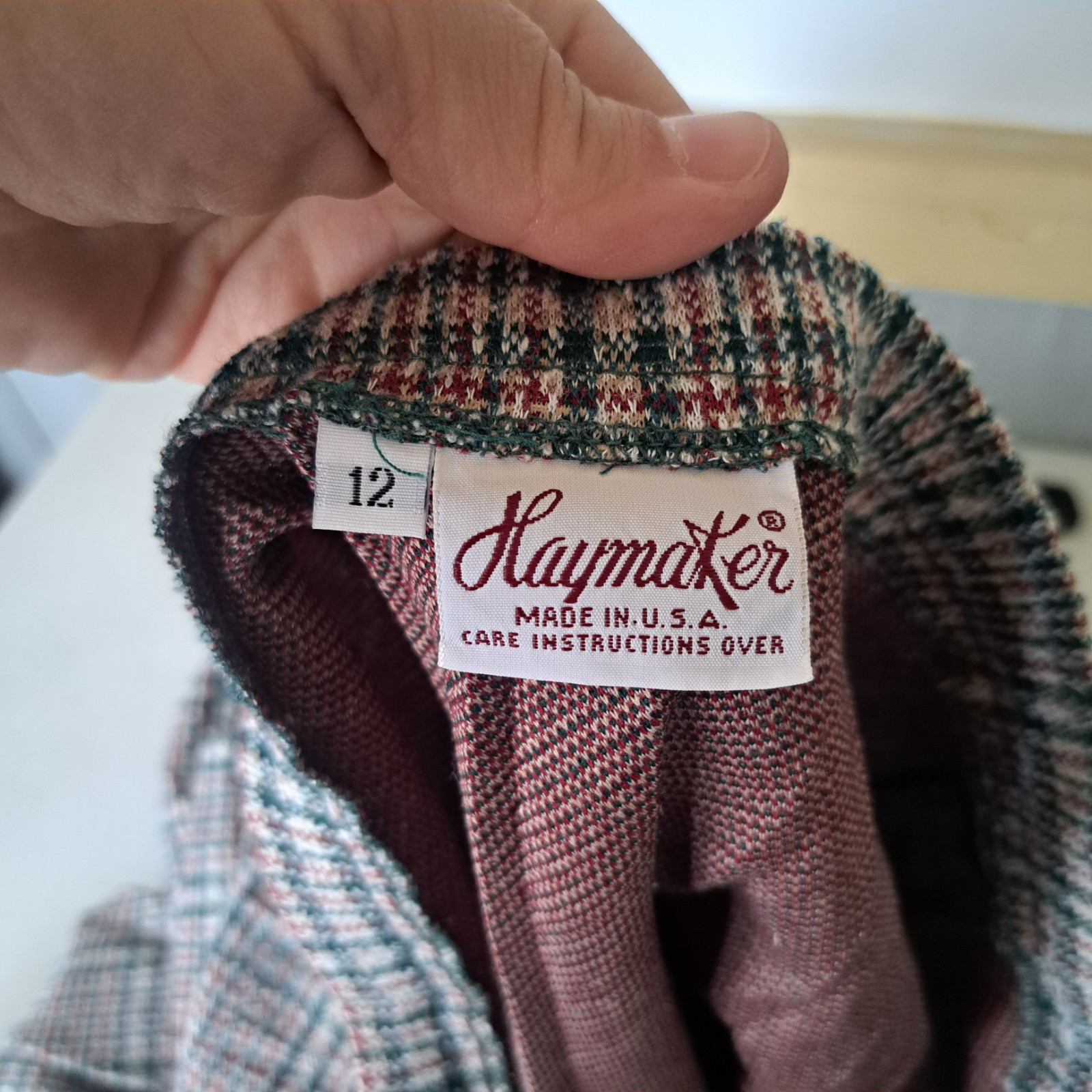 1960s Vintage Haymaker Plaid Polyester Pleated Skirt Womens Size 12 Green Red