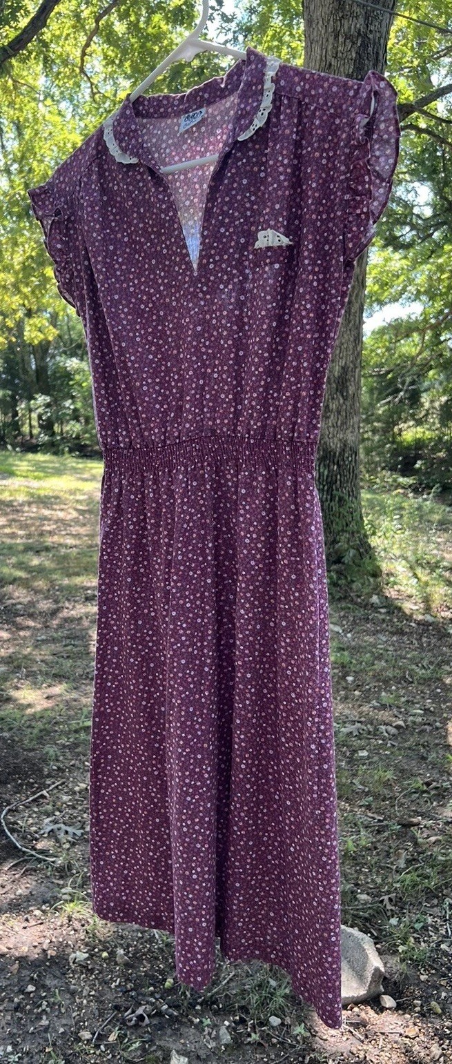 Vtg Oops California Dress 70s Boho Gunne Cottage Prairie Flower