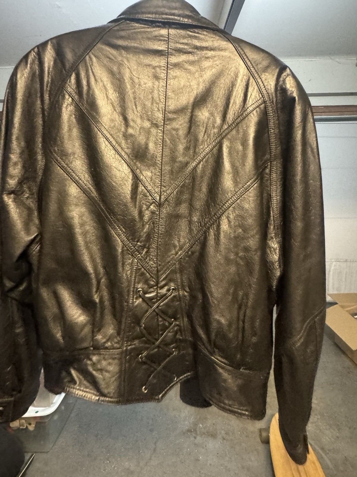 Vintage 1980s Wilsons Leather Jacket L – Black Thinsulate Moto Coat Lace Back