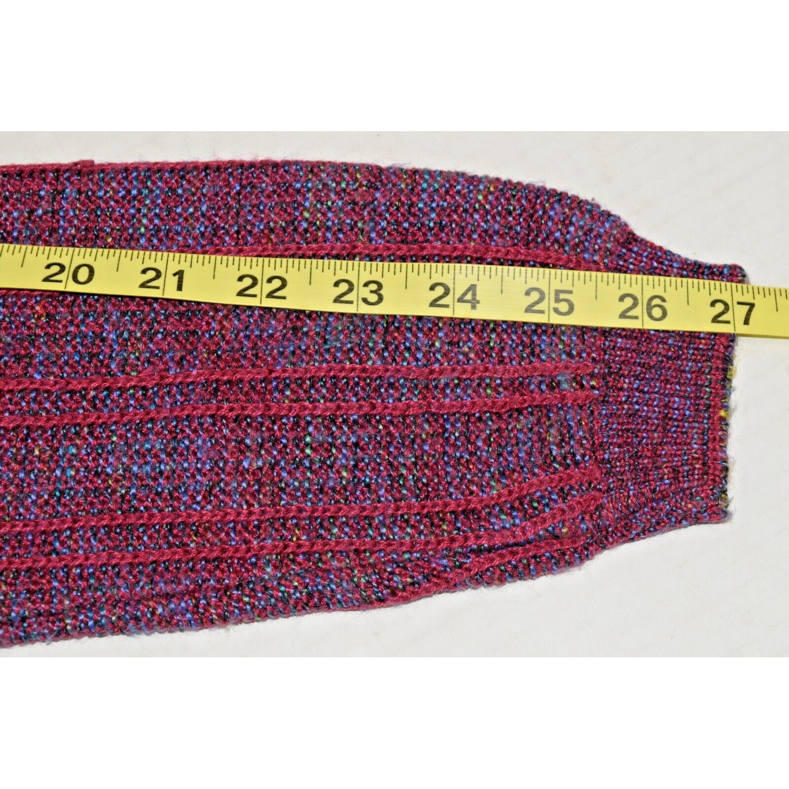 Vintage Sweater Devon Size S 80s Fuschia Blue Interwoven Knit Made USA