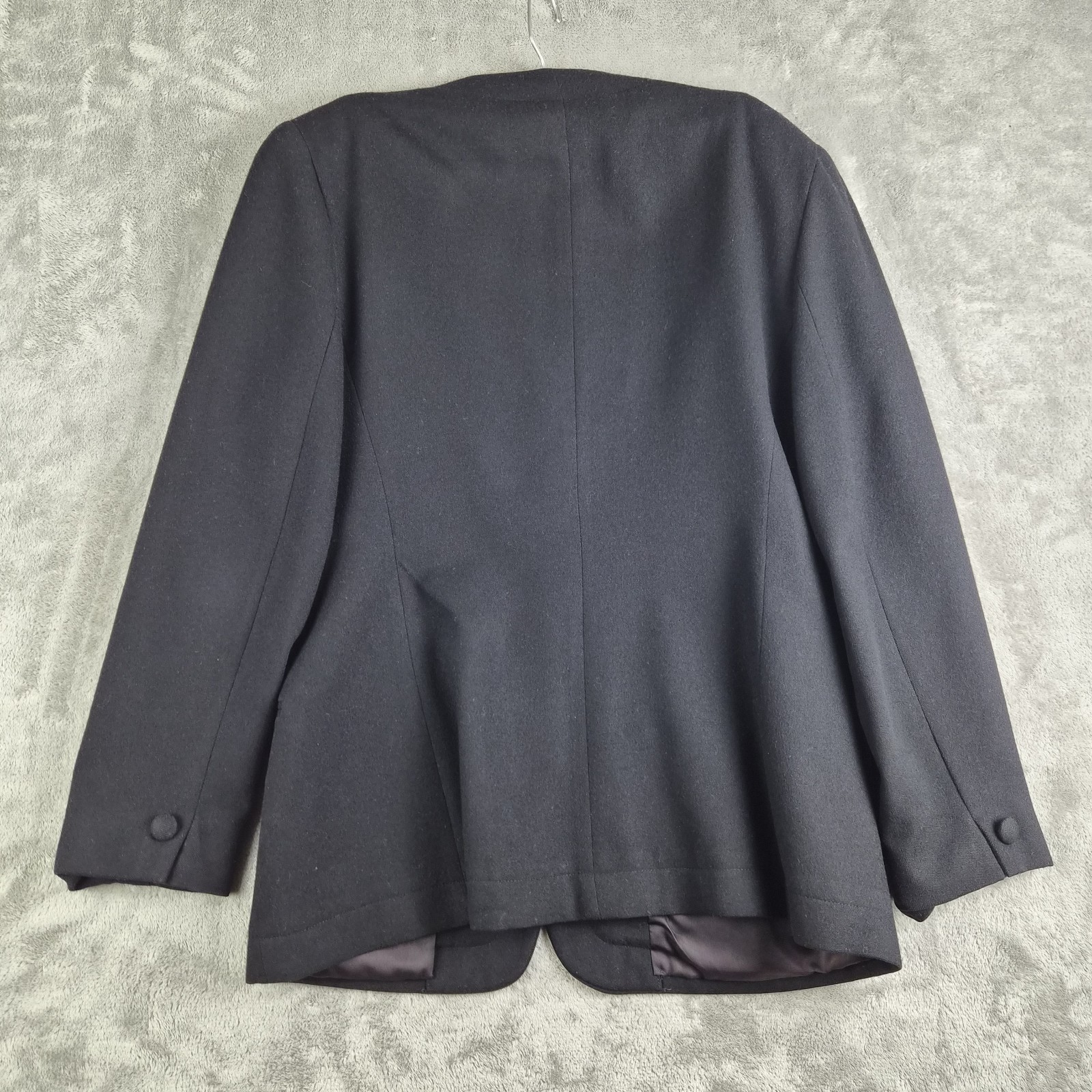 Vintage Jones New York Blazer Jacket Womens 10 Black Pure Wool Made In USA