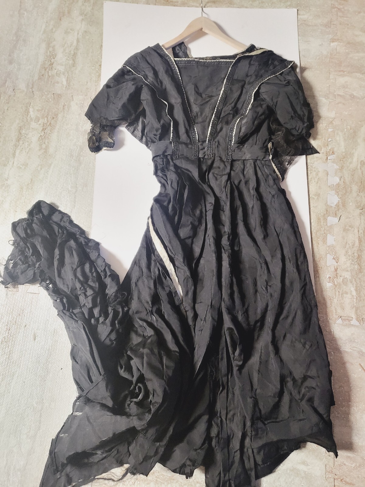Antique Edwardian Victorian Black Evening Dress As Is Small