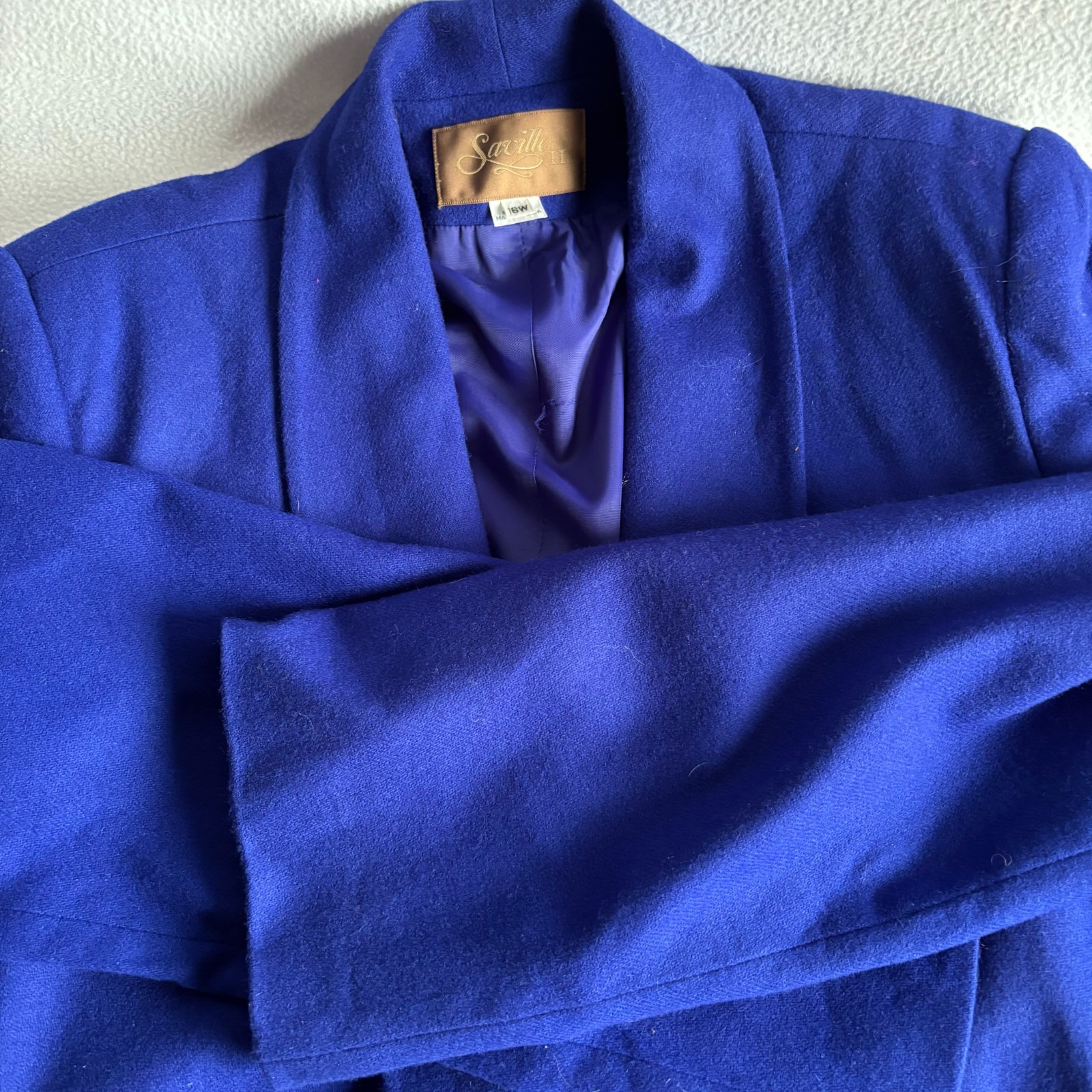 Vintage 1980s Saville II Blue Wool Swing Coat 16W