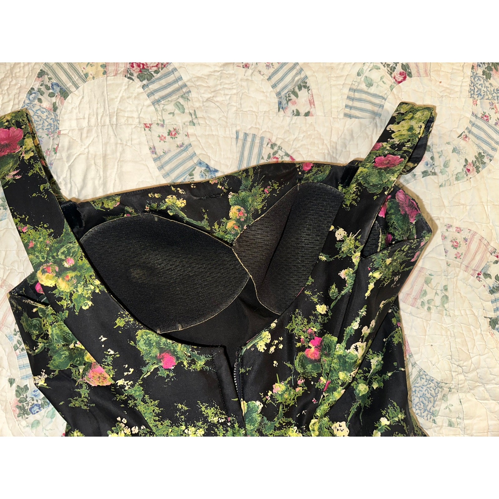 VINTAGE FIFTIES GRENELLE ESTEVEZ FLORAL PRINT CIRCLE SKIRT POLISHED COTTON DRESS