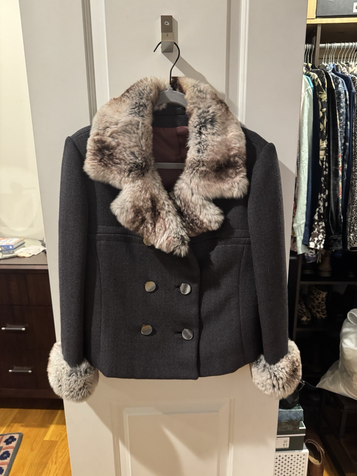 Vintage Custom 1960s Jack Fait New York Suit with Chinchilla Fur Trim