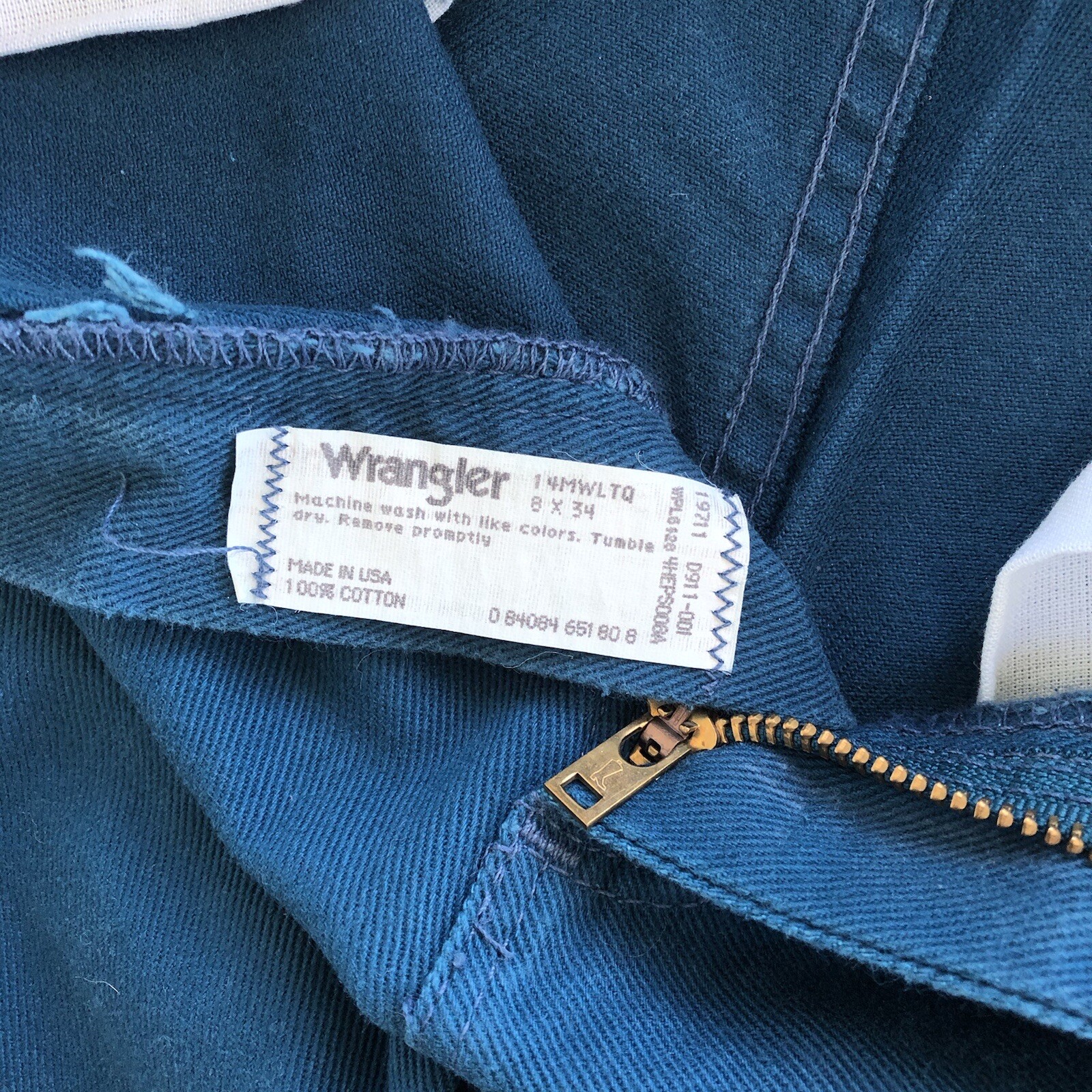 Vintage NOS Wrangler Dark Turquoise Denim Jeans 80s 90s 8×34 Cowboy Cut Western