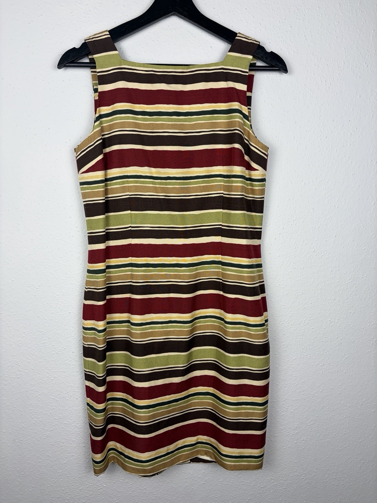 NWT 100% Silk Vintage 90s Ann Taylor Striped Sheath Midi Dress Size 4 Korea