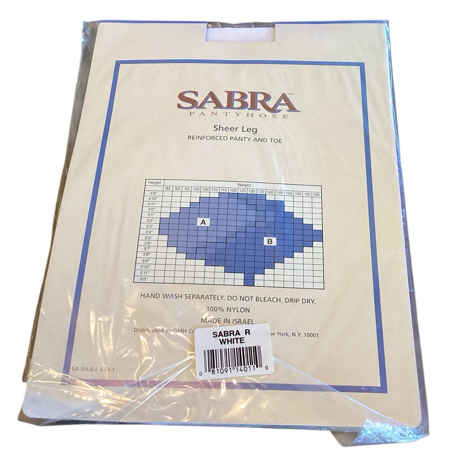 Vintage 80s 90s SABRA White Sheer Leg Pantyhose, Size A Hosiery NOS