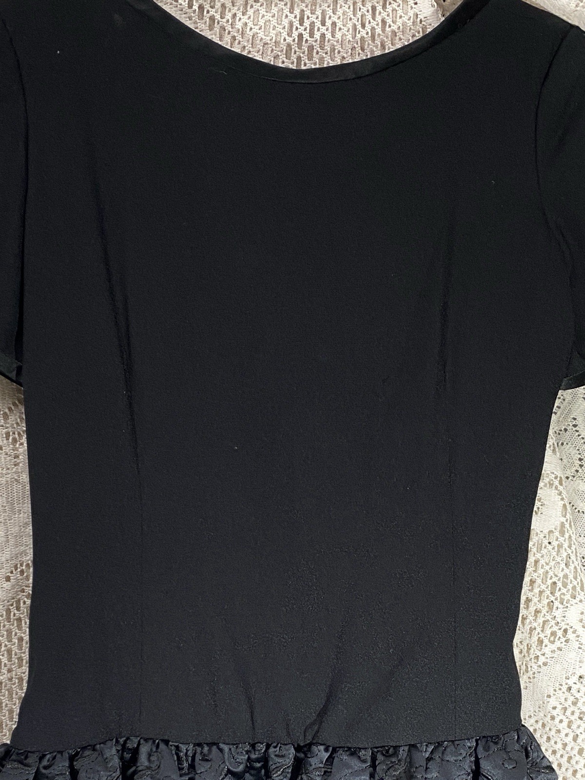 Black Dress Bill Blass Vintage Designer Size 12 / Drop Waist /Full Quilted Skirt