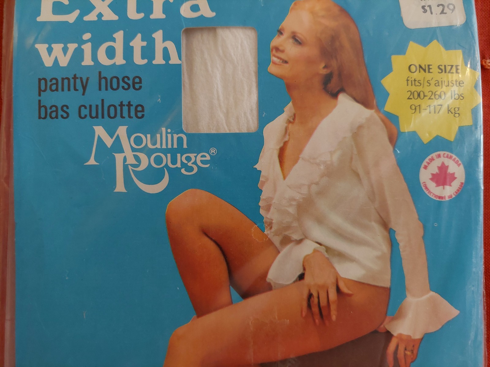 Vintage Pantyhose Rare Moulin Rouge Color White Queen BSECP2