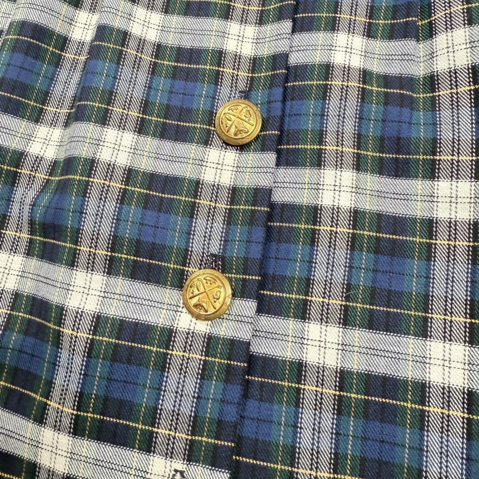 Vintage Misty Lane Plaid Dress 7/8 Gold Button Christmas Holiday 80s Union Tag