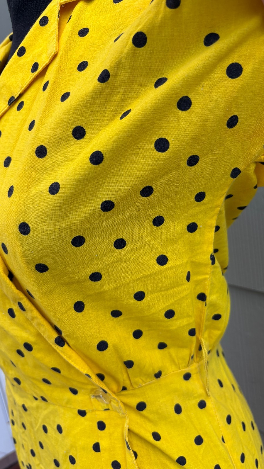vtg 70s 80s New Wave Rockabilly Clowncore Polka Dot Short Sleeve Wrap Dress