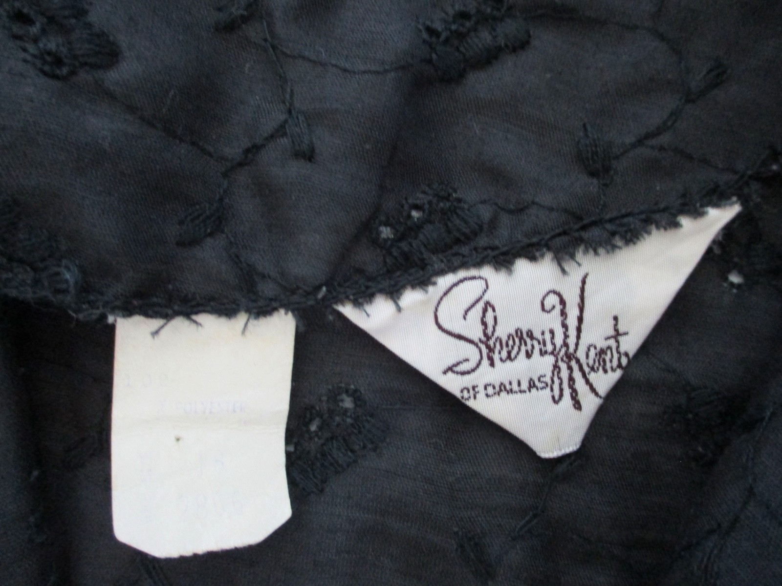 NICE Vtg 50s Rockabilly Black Embroidered Eyelet Lace Vines Shirtwaist Dress 18