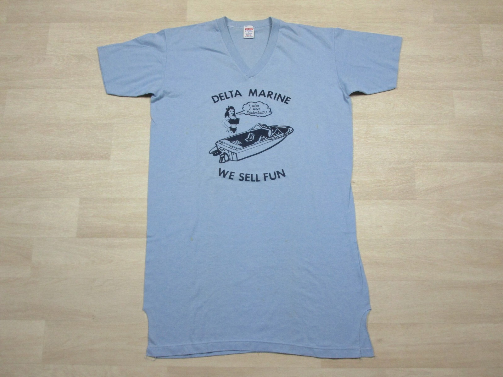 Vintage Rinkerbuilt Boat Sleep T Shirt 1980’s We Sell Fun Delta Marine USA Made