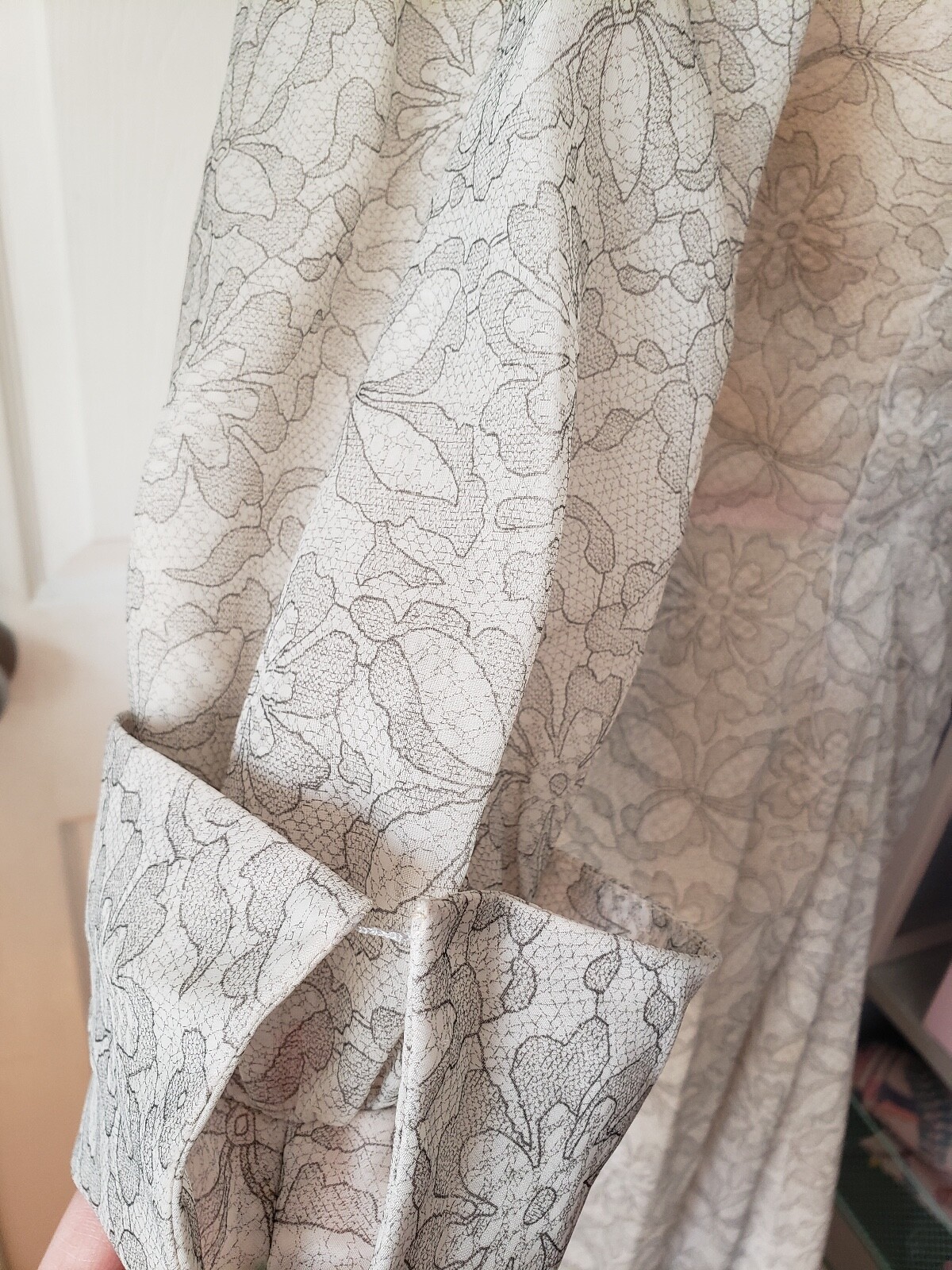 Vintage By Peer Lace Print Organza Peignoir Negligee Robe Small See Measurements