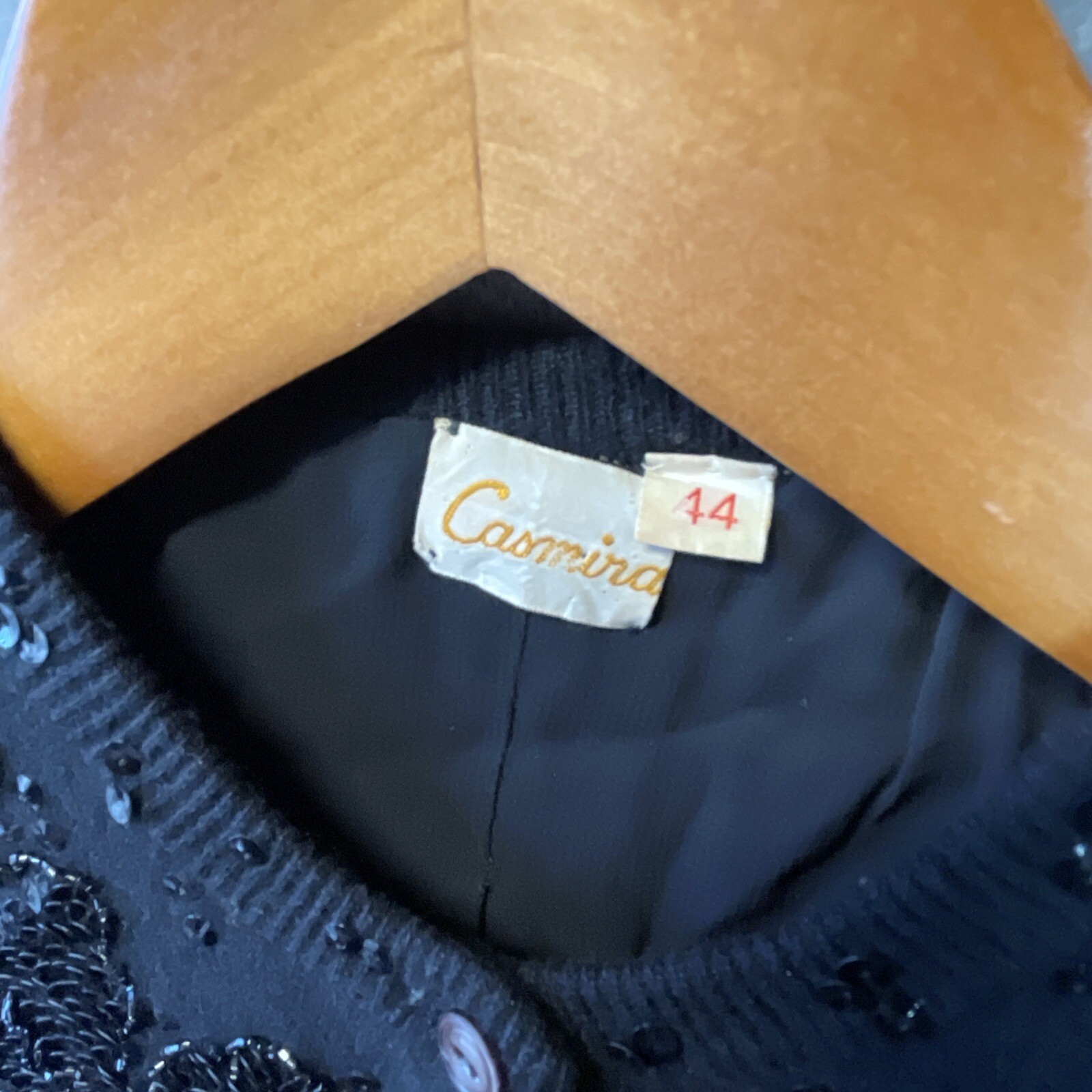 VTG Casmira Sequin Cardigan Sweater Sz 44 Classic Retro Pin Up Office Evening