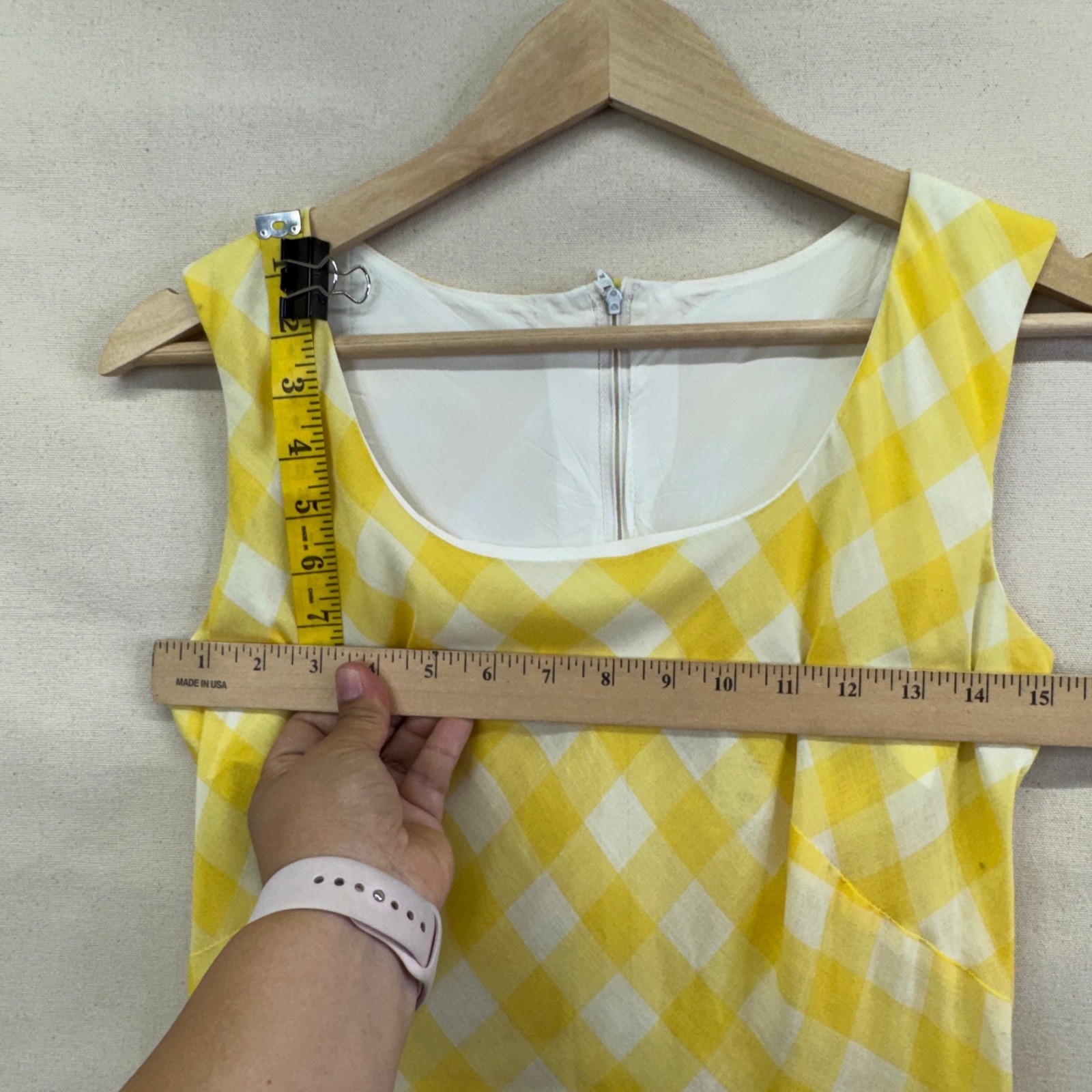Vintage Gingham Maxi Dress Size 9-10 Yellow Plaid Sleeveless Cottagecore Retro