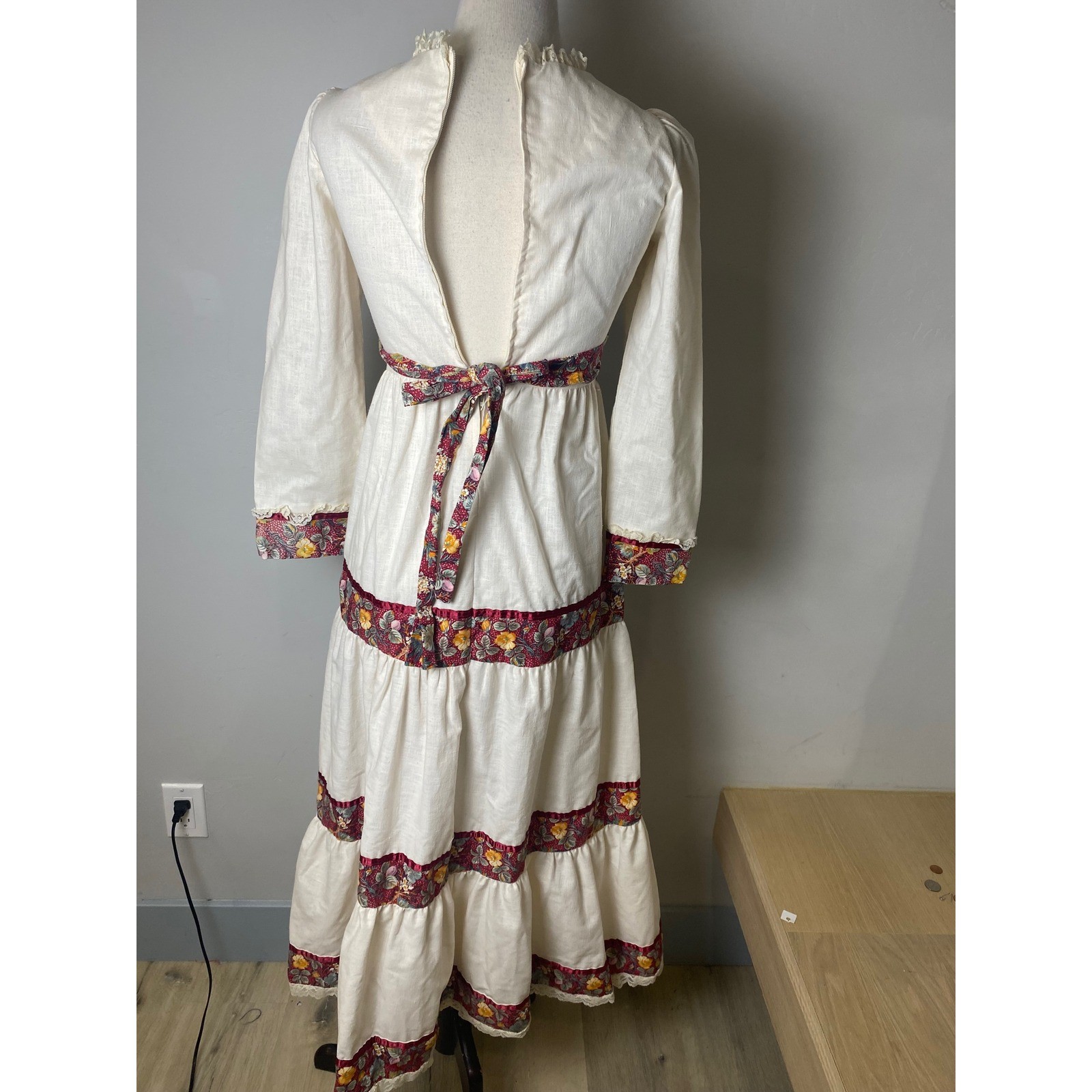 Joseph Magnin Bow Age Vintage 1960s Prairie Maxi Dress Prairie Boho Fesival