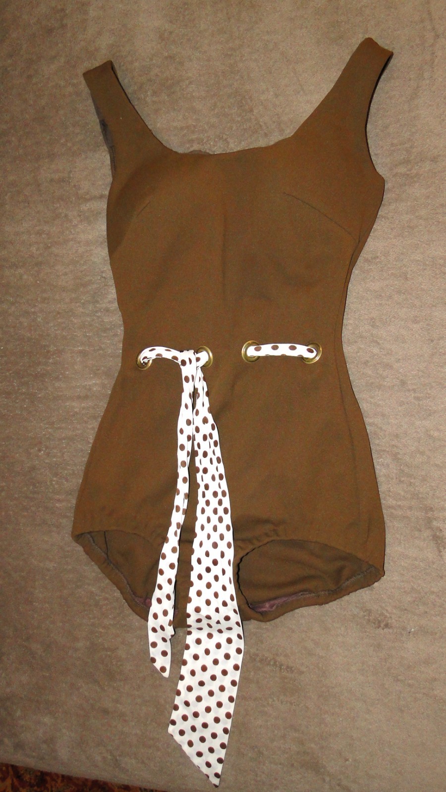 Vintage Cole of California Swim Suit w Polka Dot Belt Size 12 Bathing Suit