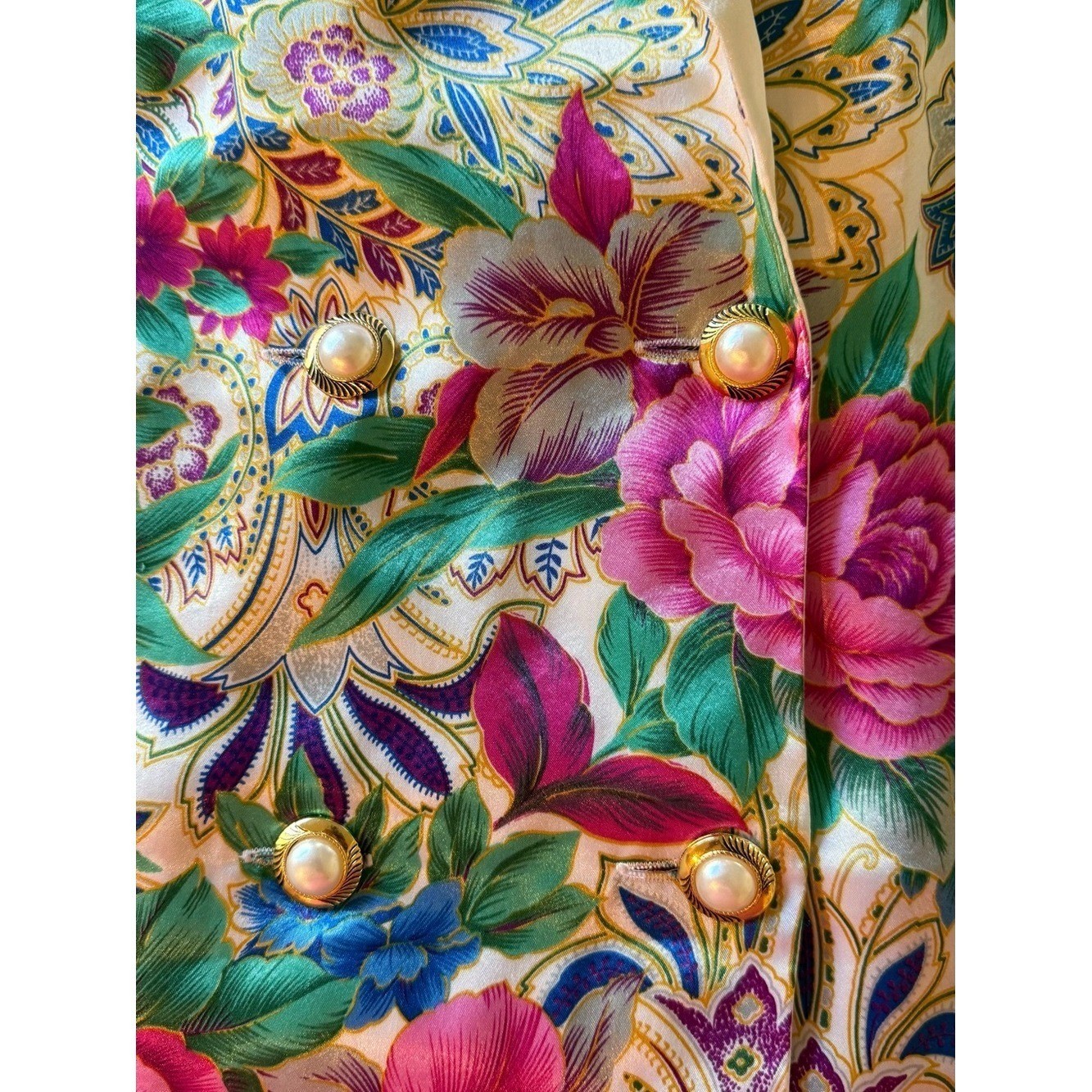Victoria’s Secret Vintage Gold Label, floral Satin Pink, Green, Blue and Gold