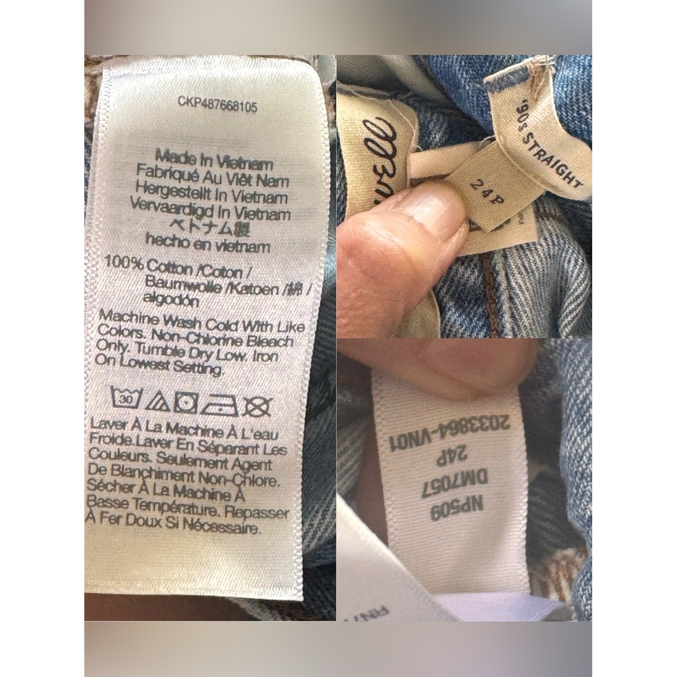 Madewell Petite ’90s Straight Jeans Revoir Wash High Rise Raw Hem 24P Rigid