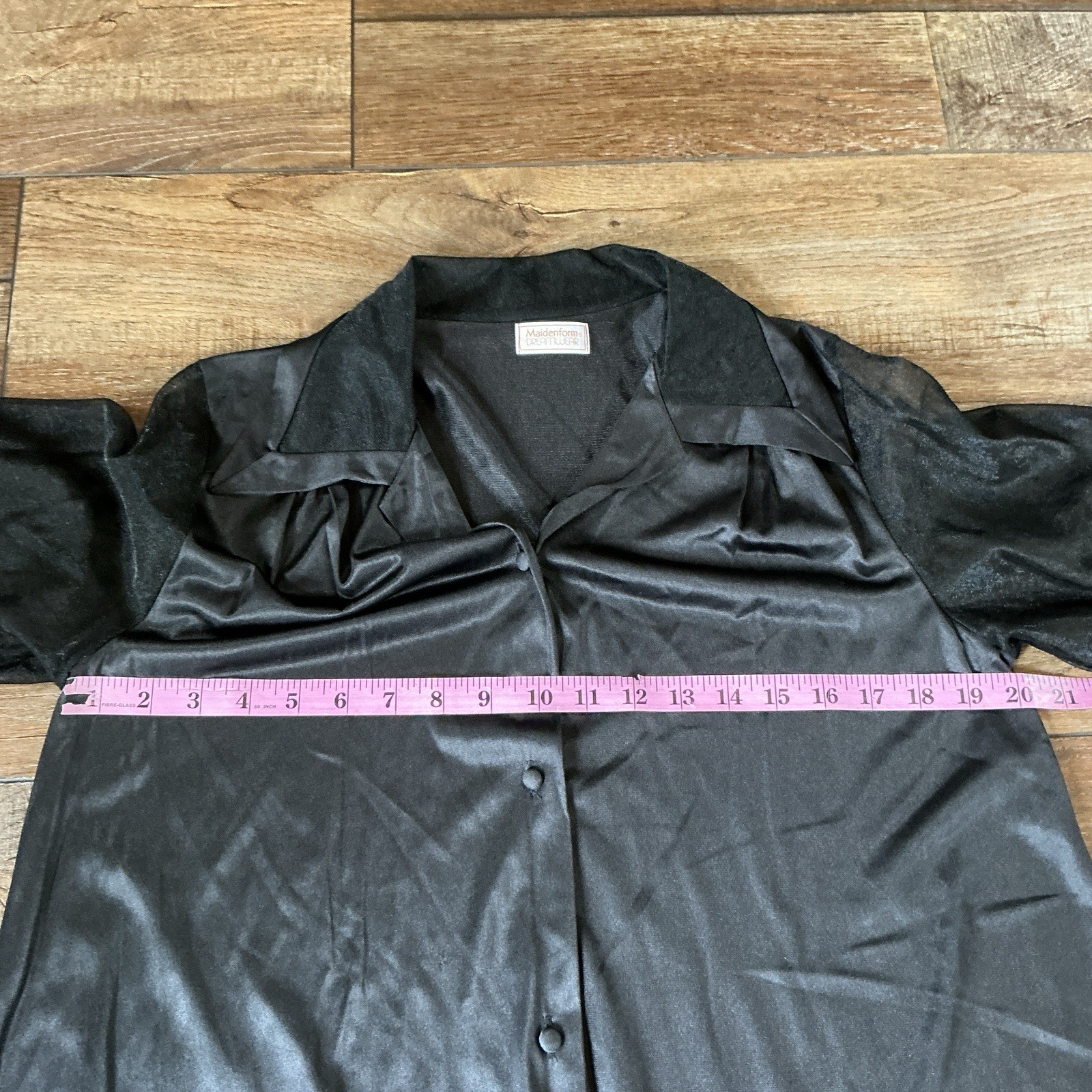 70s VINTAGE Maidenform Dreamwear Black Sheer Nylon Blouse Size S USA Made #2902