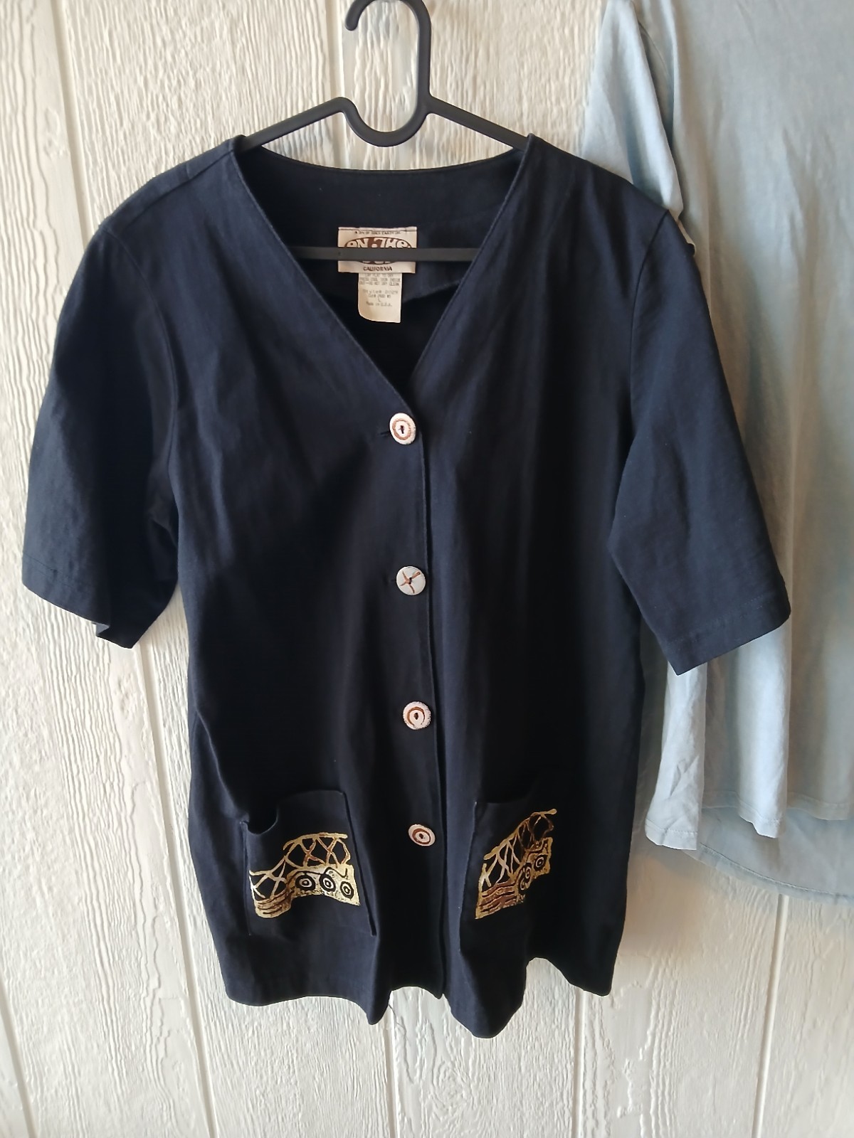 Vtg On The Rocks California Women’s Cotton Shirt, Boho/Tiki Print