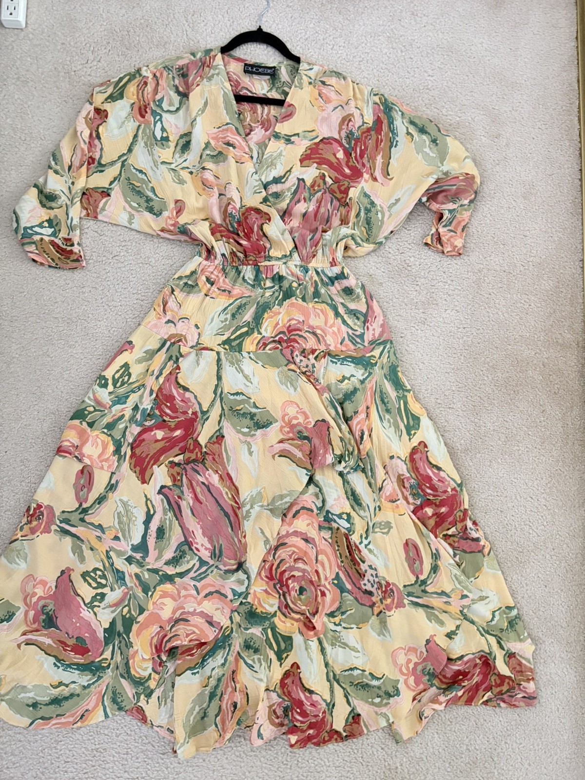 Phoebe Vintage 1980s Rayon/Nylon Floral Flowy Layered Cottage Core Dress