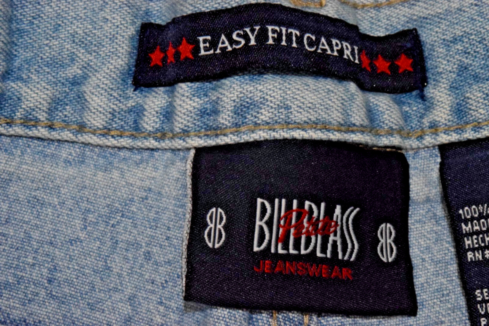 Vintage Jeans Bill Blass Petite Easy Fit Capri Size 8 90s Blue High Waist Taper