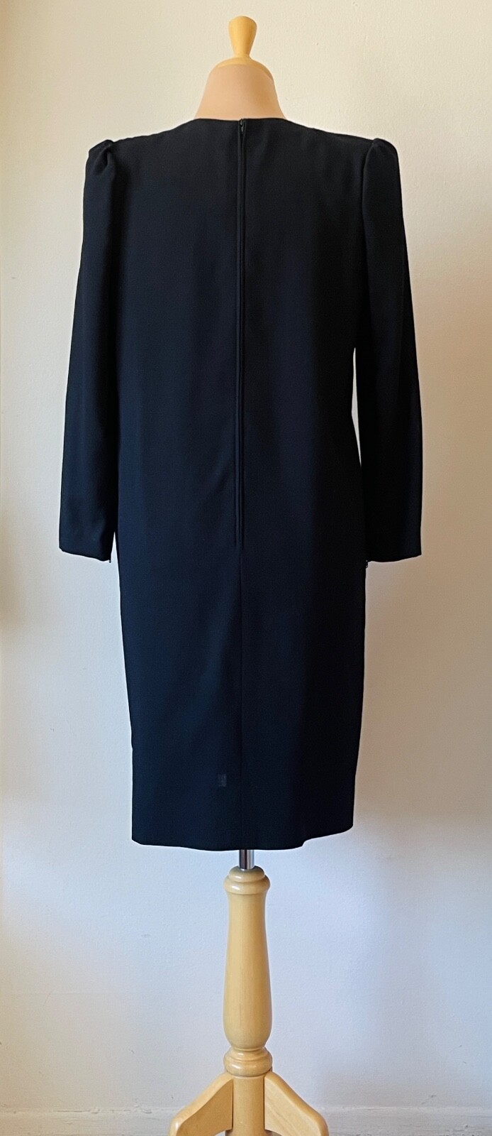 Vintage Nina Ricci Boutique Bloomingdales Size 38 US 8 Black Wool Dress
