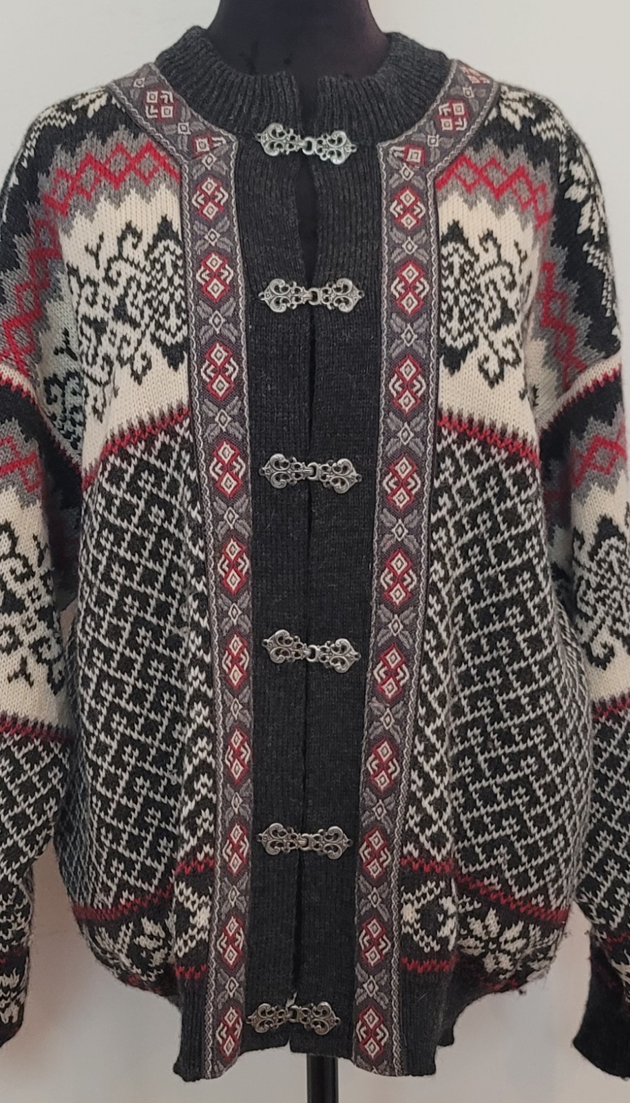 Vintage Nordstrikk Norway Virgin Wool Nordic Cardigan Sweater Womens M, Norway