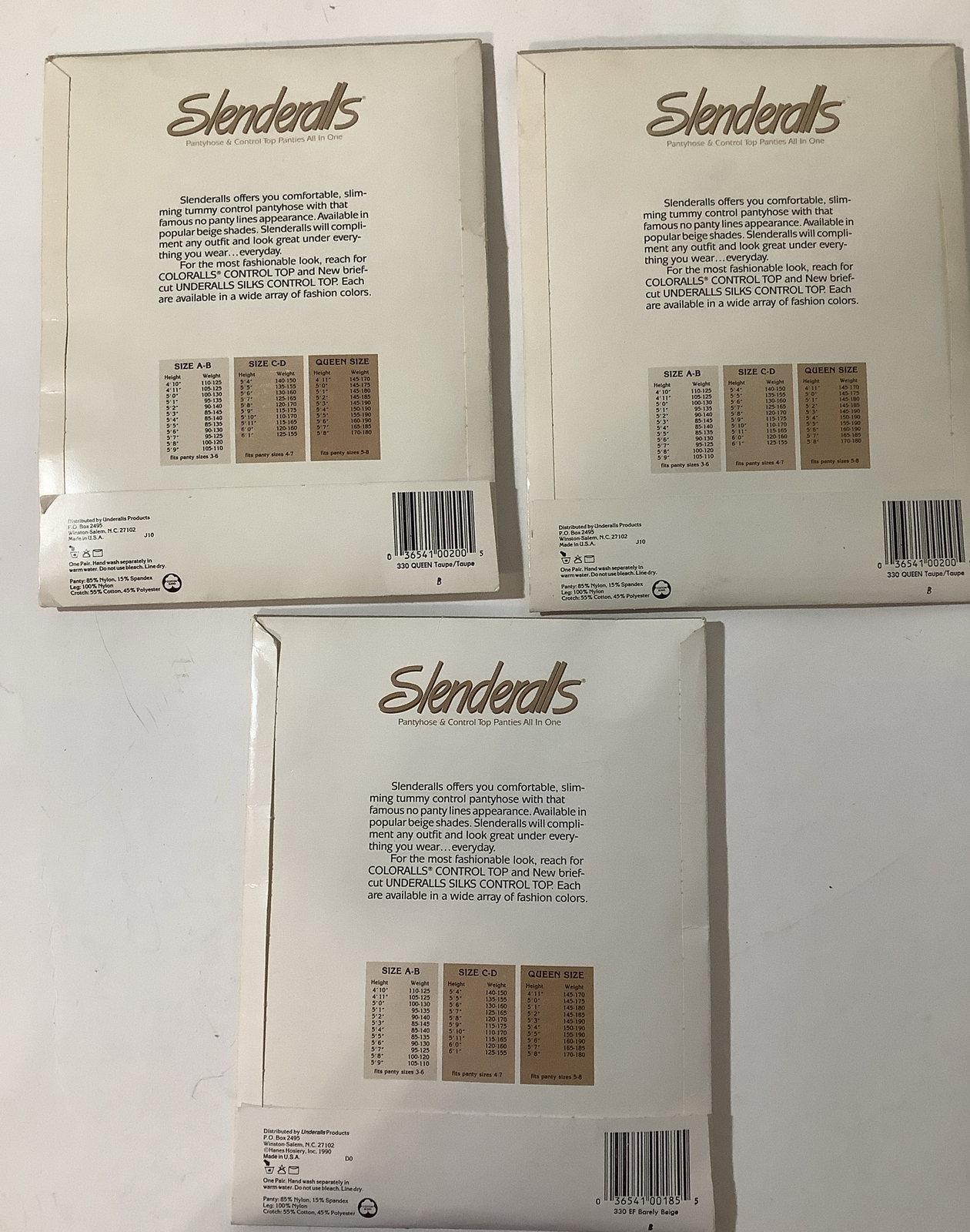 Slenderalls Underalls Pantyhose Sandalfoot Lot Of 3 ~ 2- Taupe 1 Beige Queen NOS