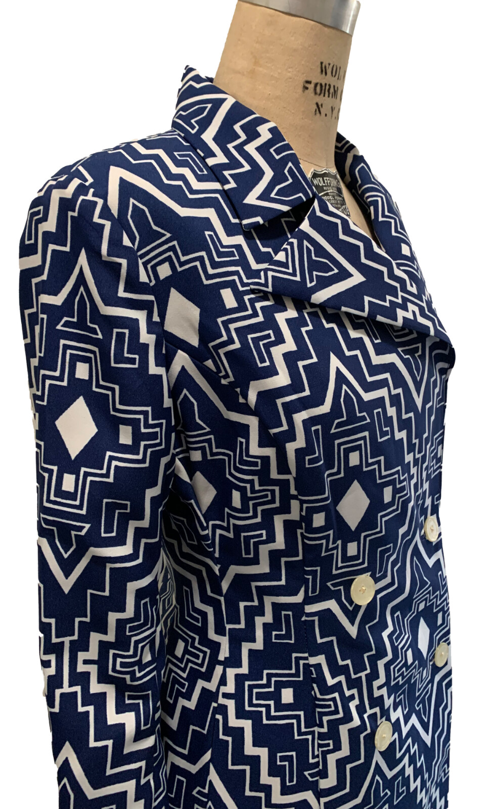 JACK FIN Vintage 70’s Double Breasted Graphic Women’s Blazer Jacket – Sz S/M