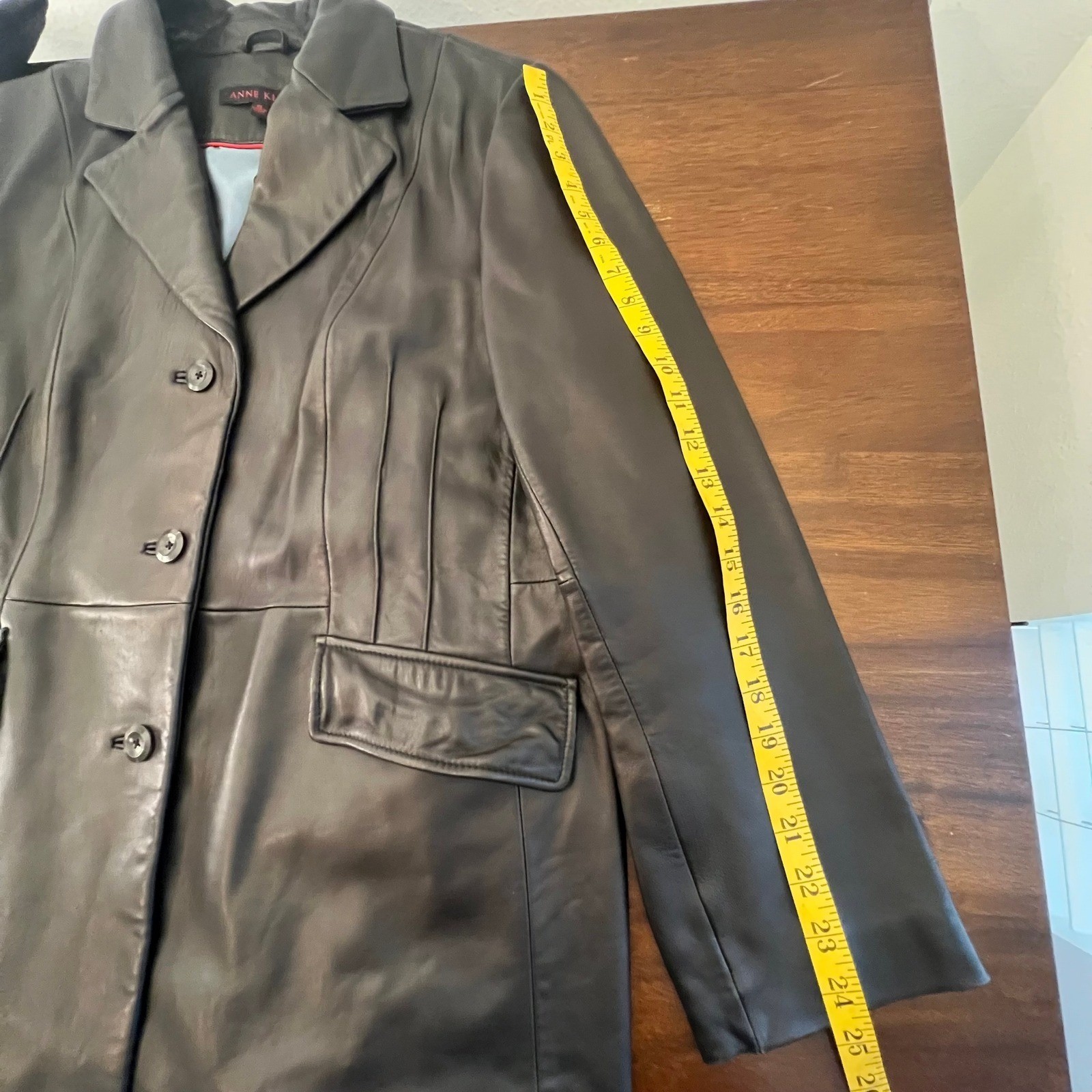 Vintage Lamb Leather Jacket Womens XL Ann Klein Black Old Money Luxury Classic
