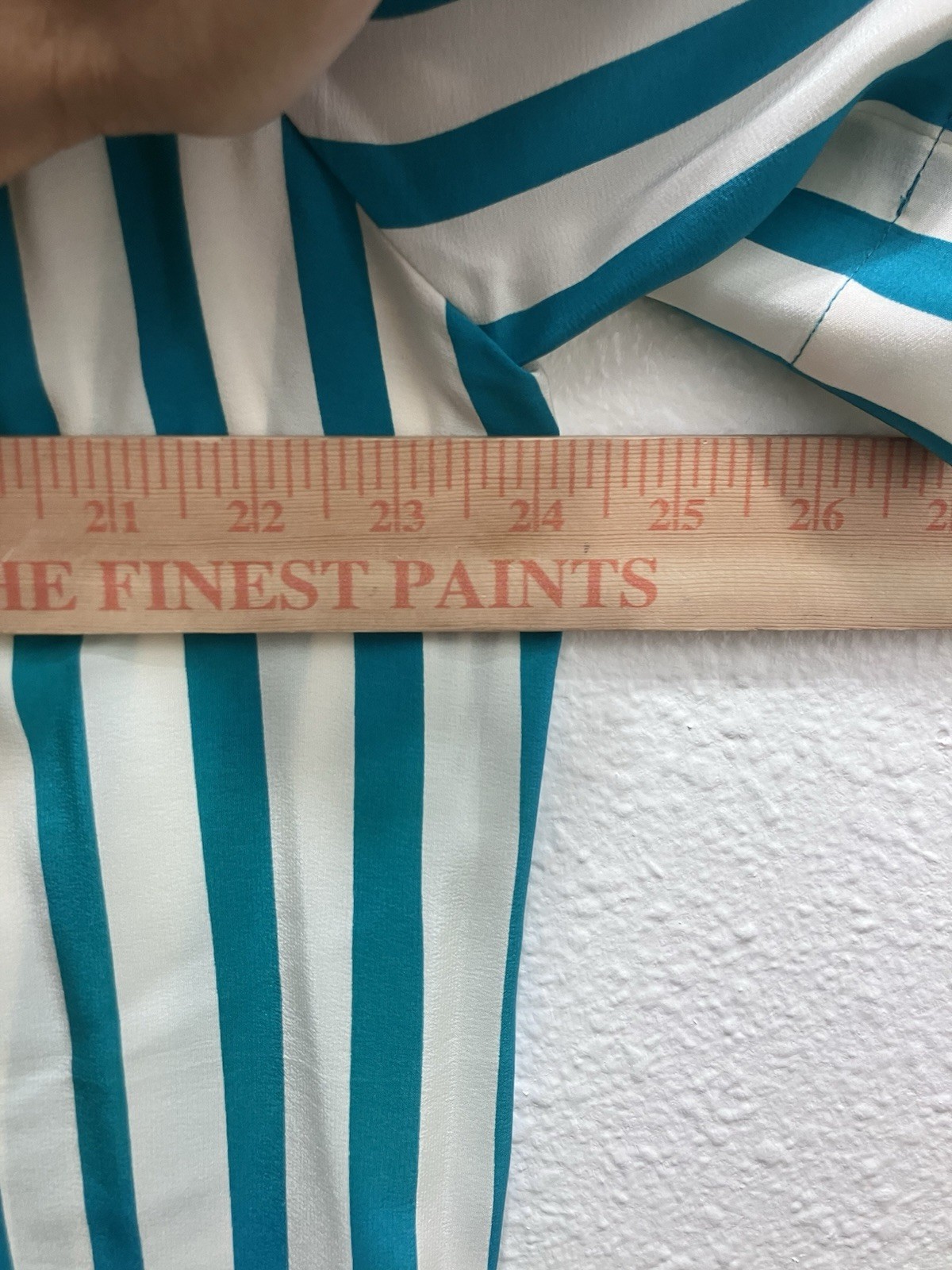 VTG 100% Silk Lauren Alexandra Striped Button-Down Shirt Women’s 18 Aqua & White