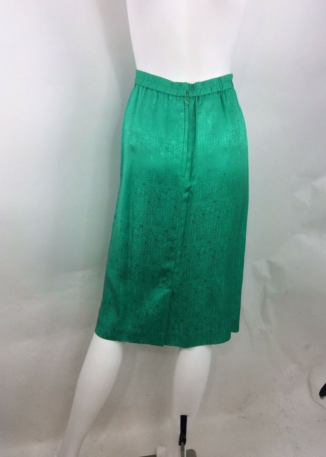 Papell Petites Vintage Women Silk Skirt Jacket Set Green Size 12 Petite (1)