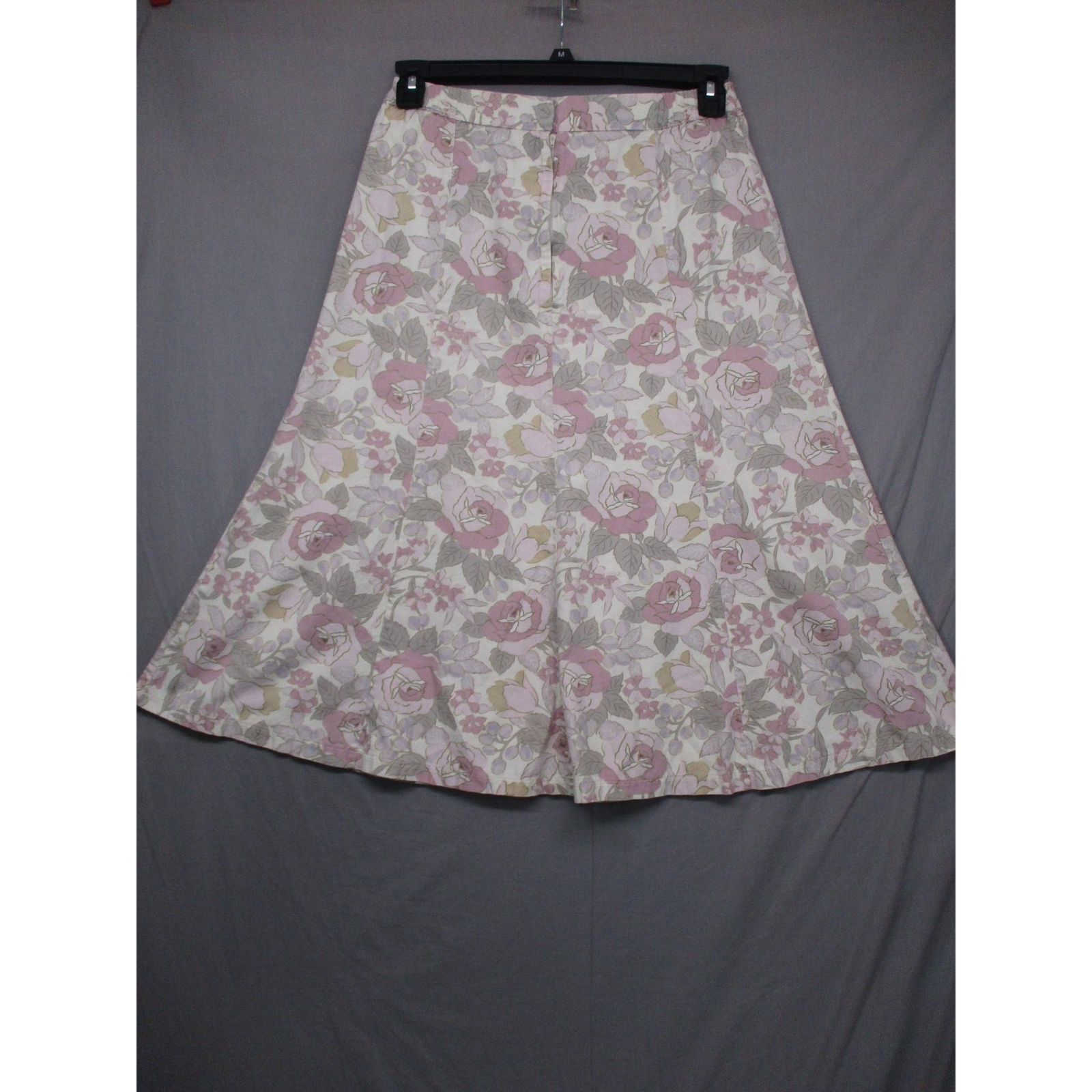 Calico Pink Gray Floral Vintage Boho Chic Aline Skirt Womens Size Large