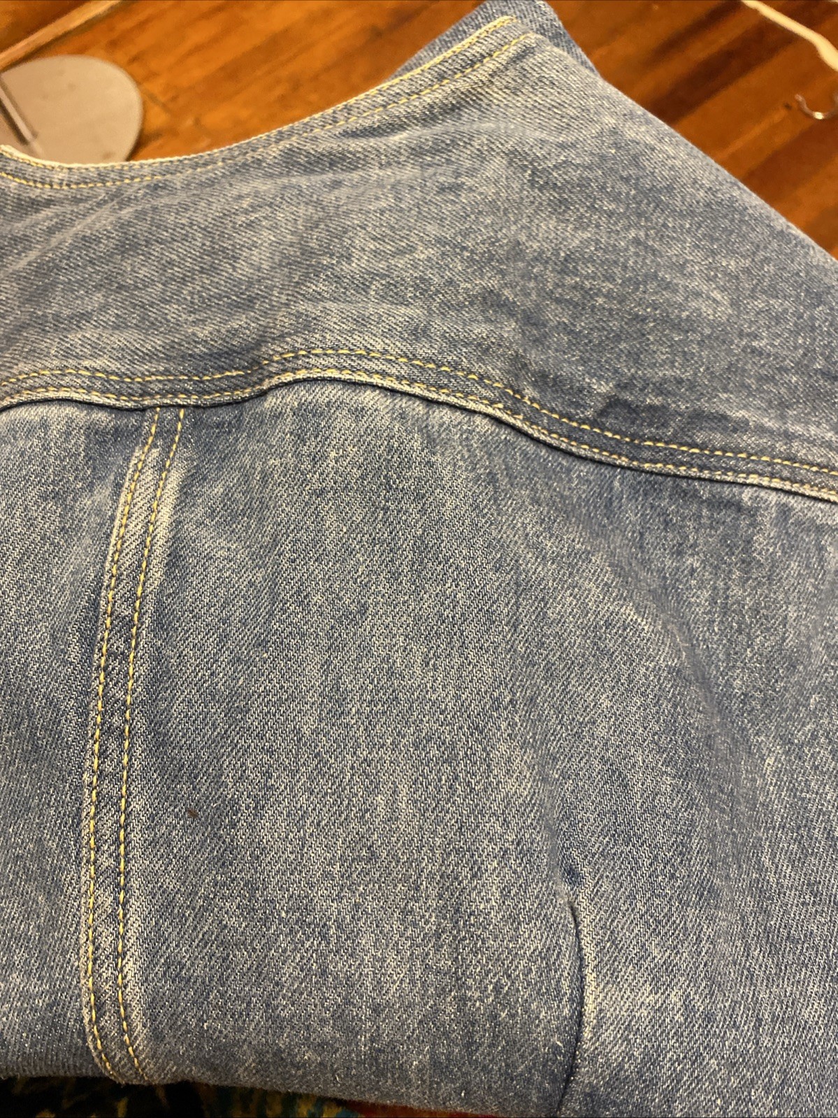 Vintage 80s Paris blues 100% Cotton denim long sleeve Sheath Snap dress 5 XS