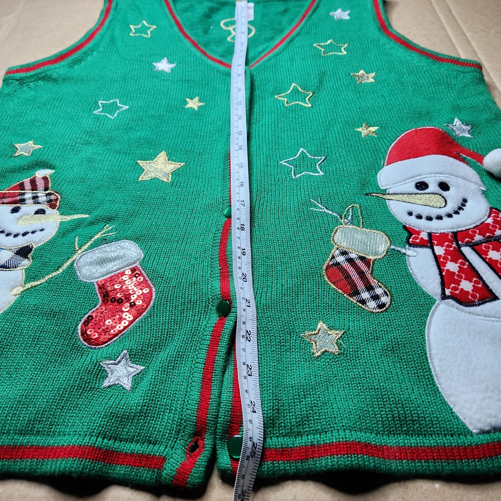 Christmas Sweater Vest Womens XL Holiday Time Snowman