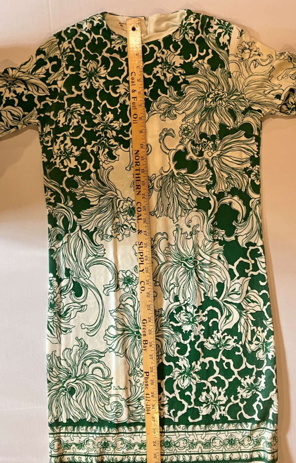Gorgeous vintage Don Manuel of Miami green and cream floral print dress