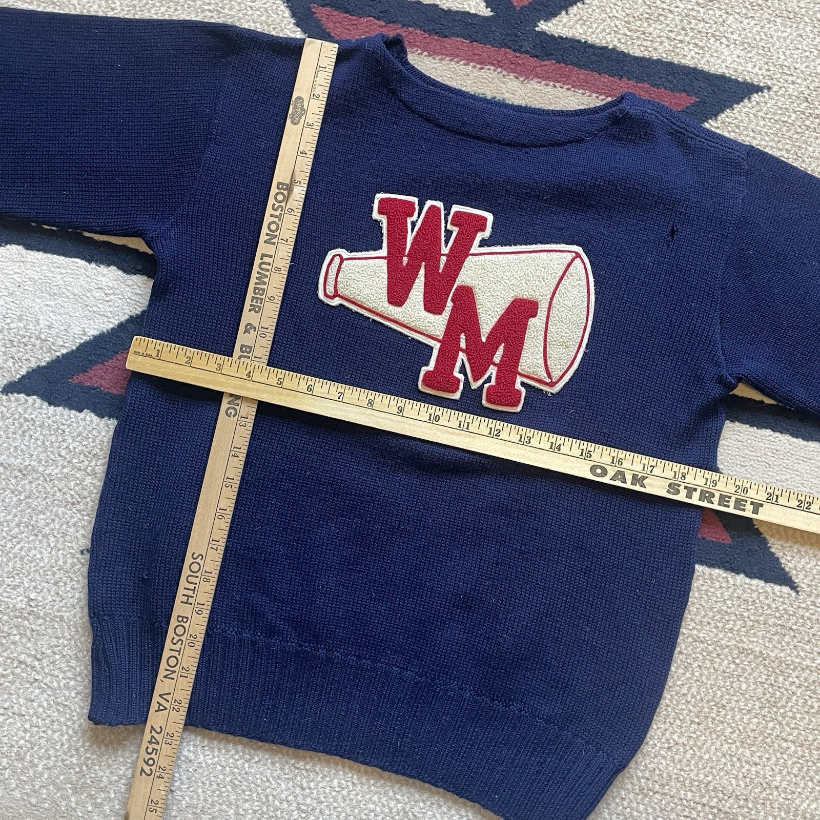 Late 1950s 100% Wool Cheer Leader Letterman „WM” Patch Sweater Womens M
