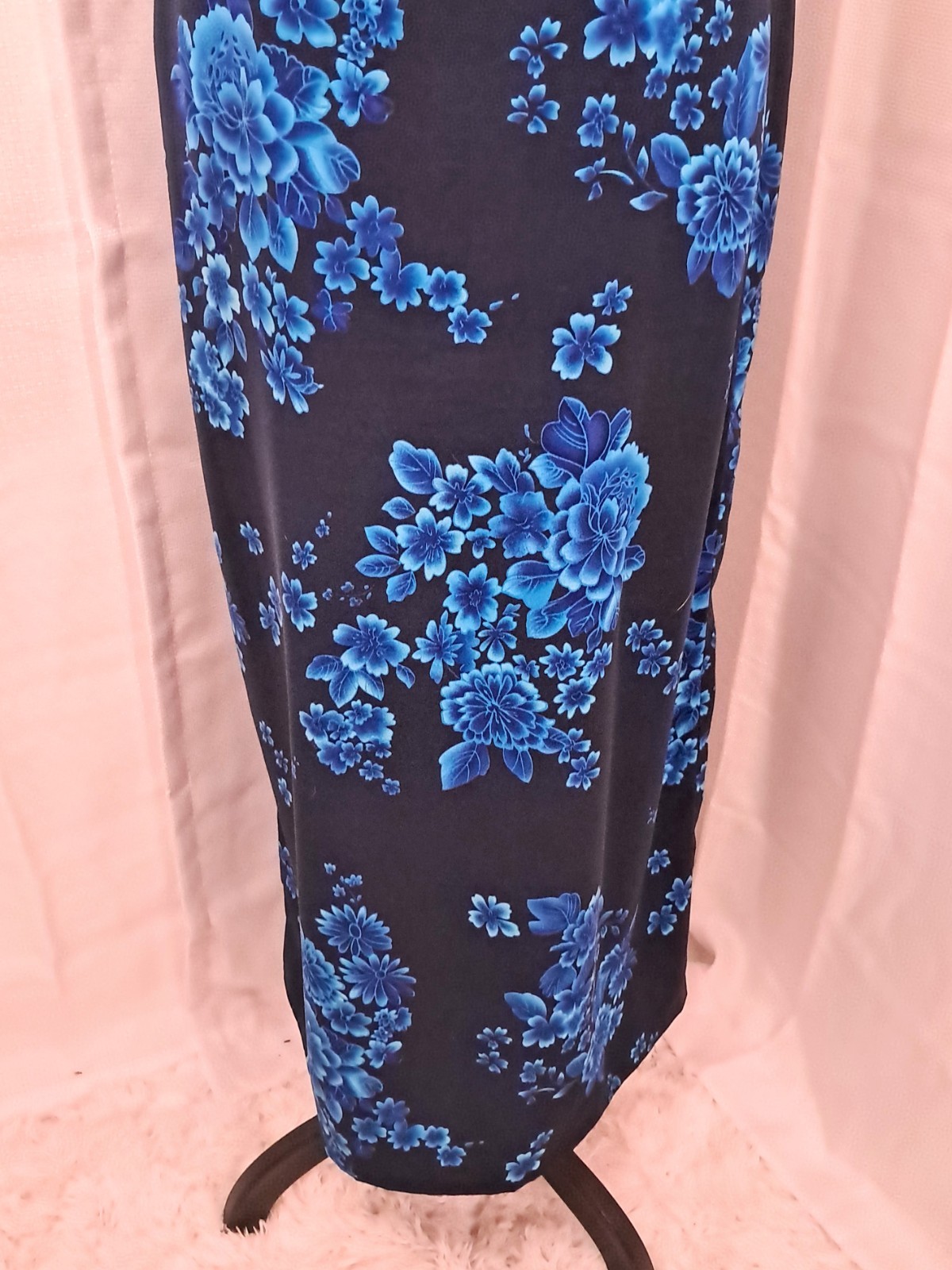 Vintage 90s Studio I Blue Floral Sleeveless Maxi Dress Party Wedding Cocktail 14