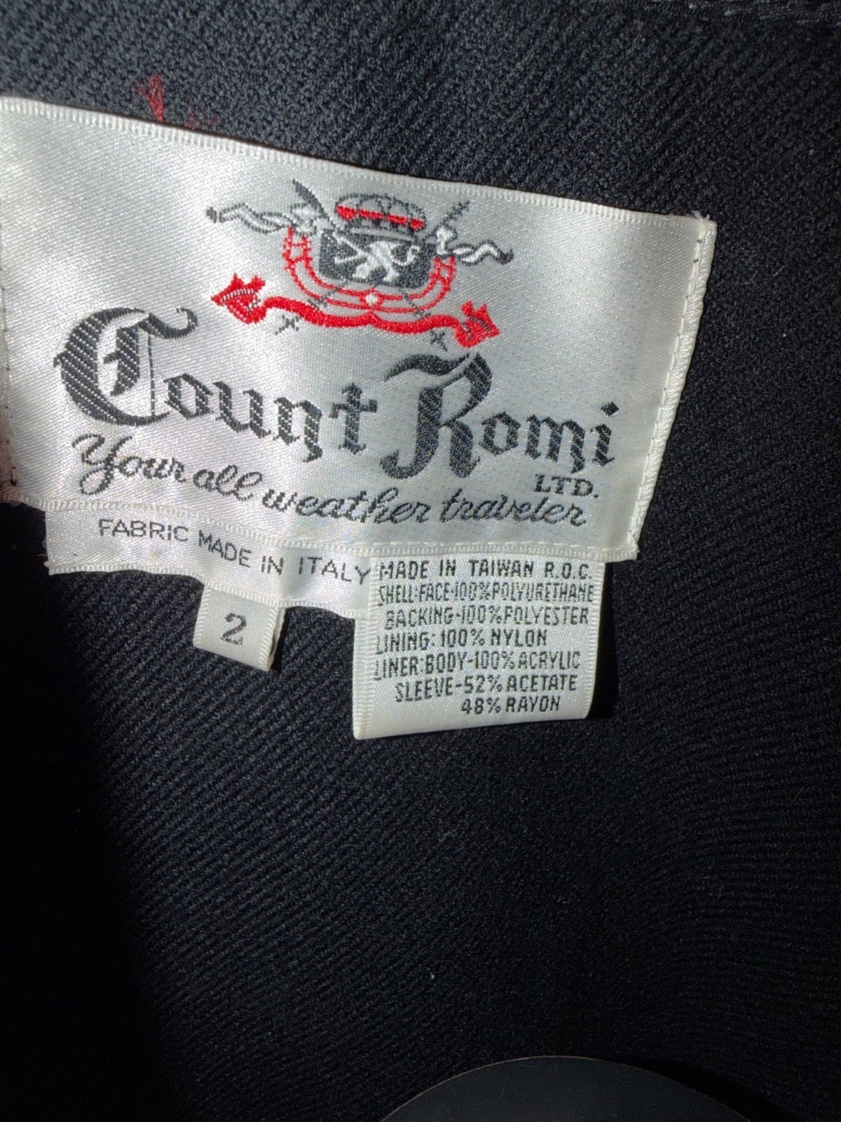Count Romi LTD. Evening Coat Vintage Size 2 Black Satin Button Front Long Sleeve