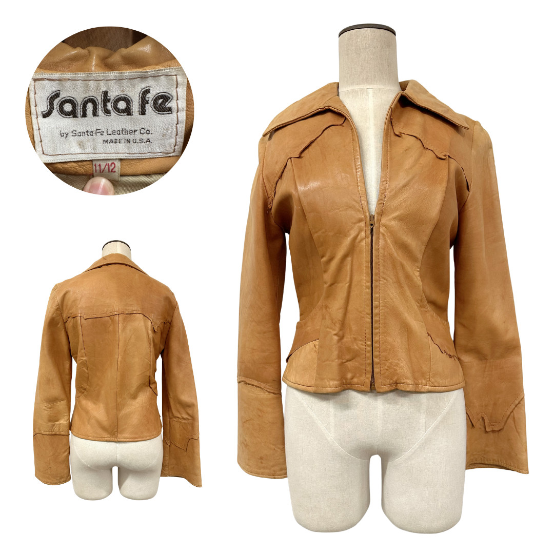 Vintage 1970s Santa Fe Distressed Tan Buttery Leather Jacket