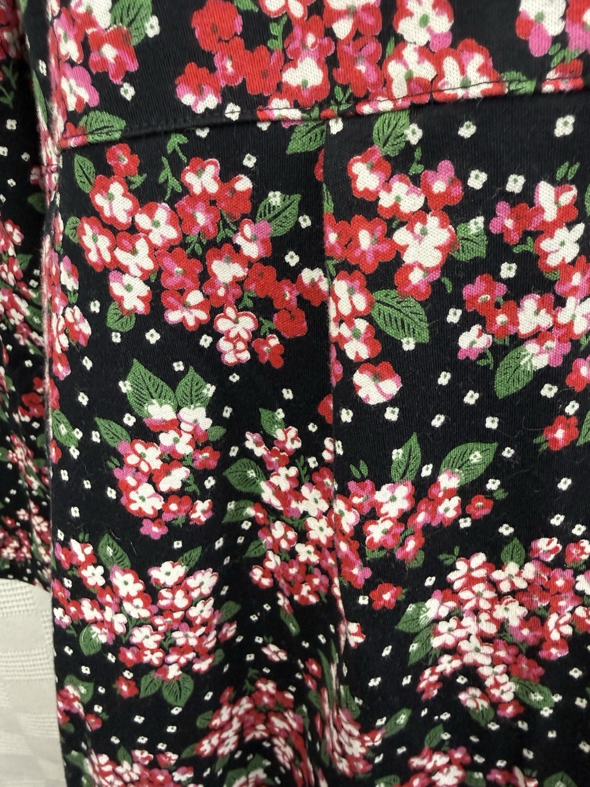 VTG Hanna Anderson Pink Floral Midi Dress Women L Long Sleeve USA Pockets Modest