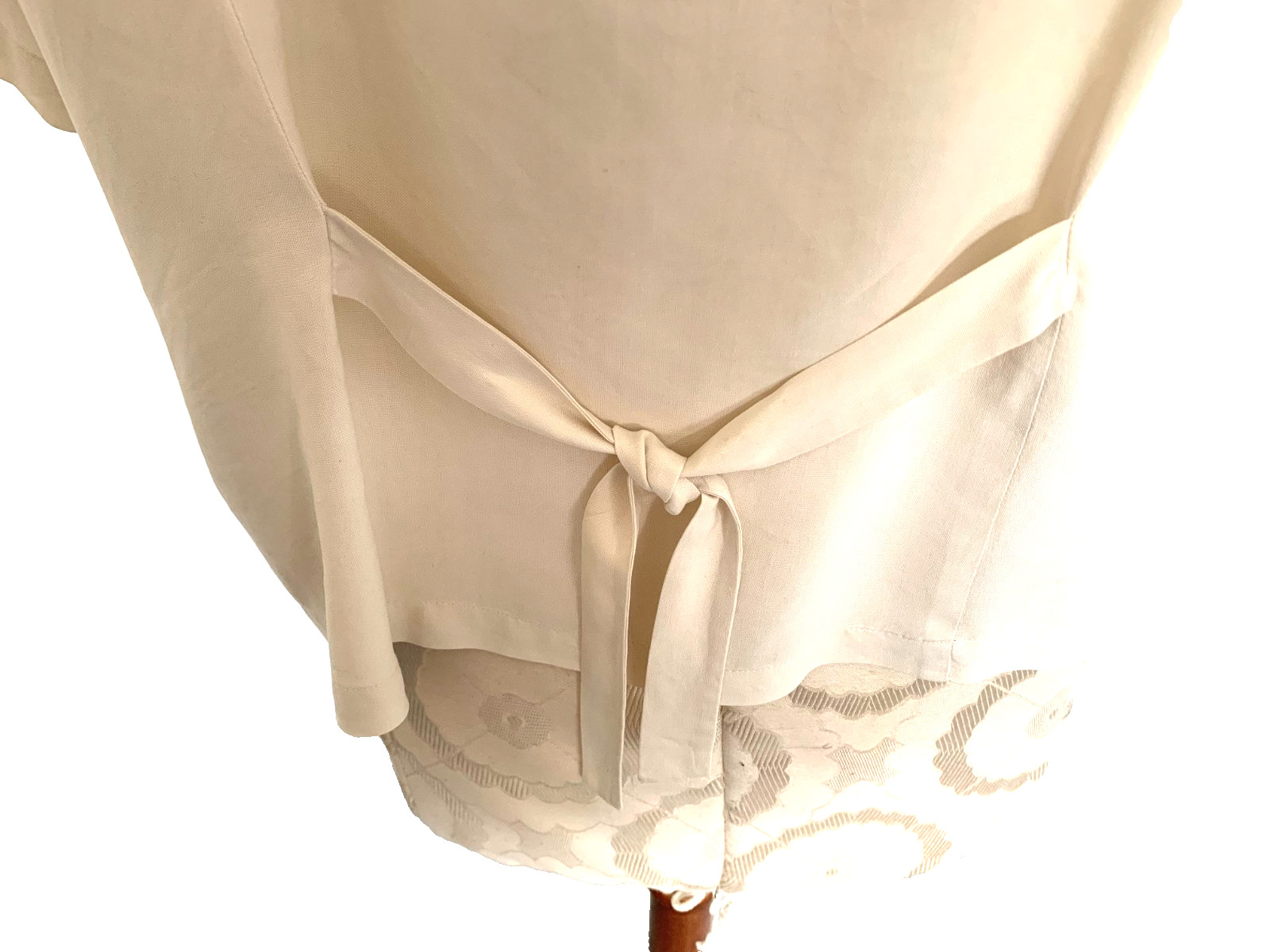 KIM ROGERS Ivory Cream Blouse 100% Silk Short Sleeve Buttons Size Large