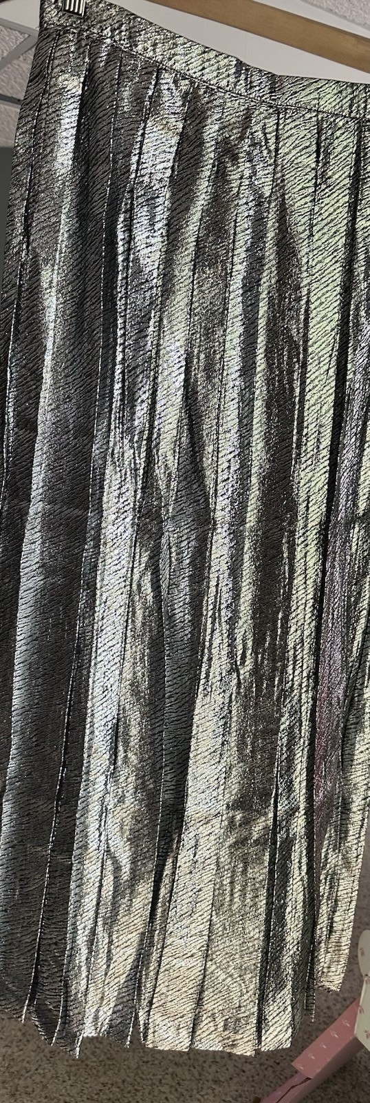 Constance Saunders Richard Warren Vintage Metallic Pleated Skirt Sz 10